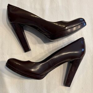 Nine West Dark Brown High Heel Leather Shoes